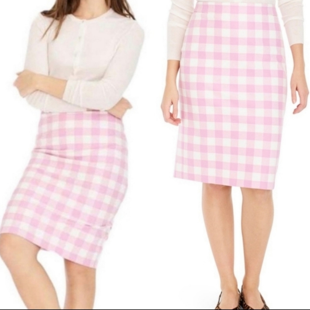 NWT J CREW Pencil Skirt,  pink, white, size 00
